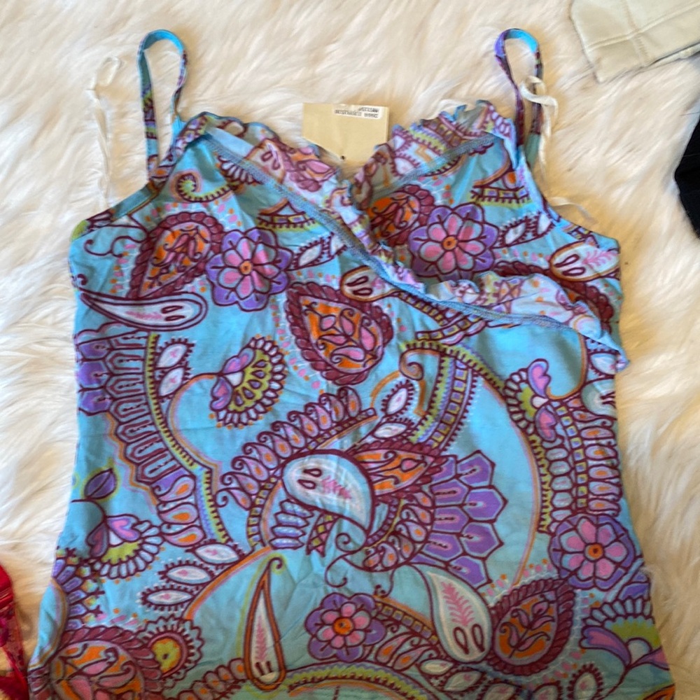 Y2K cropped tank top blue semi sheer